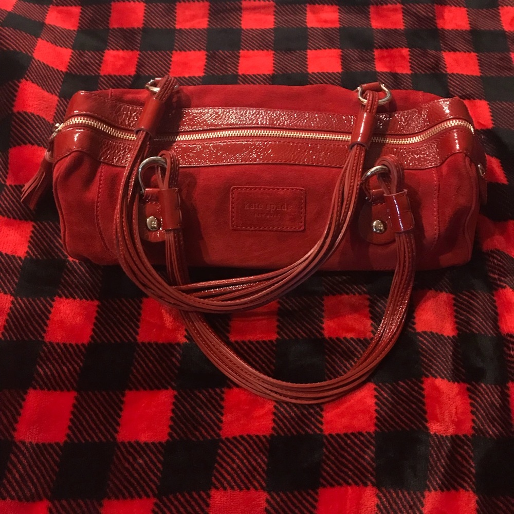 Kate Spade ruby red suede handbag